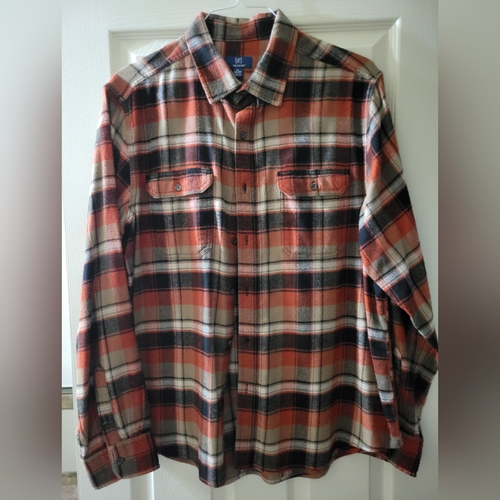 Mens George Flannel Red and Black Shirt. Size ZL